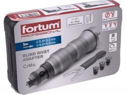 adapter klt. fúrógéphez, popszegecsekhez, 2,4-3,2-4,0-4,8 mm-es szegecsekhez; 1/4" hatszög befogás, FORTUM