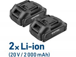 akkus fúrócsavarozó, Power Share, 20V, kefementes motor, kofferban; 2db 2000 mAh Li-ion akku + 1 db töltő