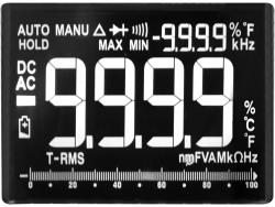 digitális multiméter; Amper/Volt/Ohm mérő, True RMS, hangjelző funkcióval, CE, 2 db 1,5V AA elem