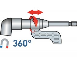 hosszabbító szár BIT-ekhez, L-alakú (105°) 1/4"×140 mm; mágneses (sarokcsavarozó adapter)