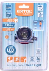 LED fejlámpa, 10 W, CREE XPL, 450 Lumen; tölthető akkuval, zoom + 3 funkció (teljes/ 1/4 fényerő, villogás), fehér+piros