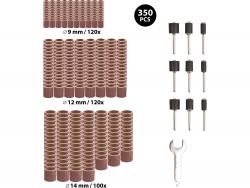 mini csiszoló klt. 3,2 mm befogás, 350 db, 3 féle hengeres fejforma