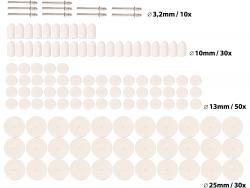 mini polírozó klt. 3,2 mm befogás, 120 db, 3 féle fejforma, gyapjú filc