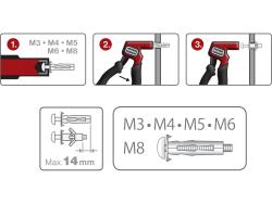 szerelőfogó üreges fémhorgonyhoz/fém gipszkartondübelhez, egykezes; M3,M4,M5,M6,M8,  175mm, FORTUM