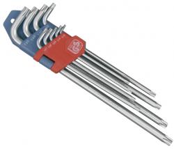 torx kulcs klt. 9db, extra hosszú; T10-T50, hosszú szár: tömör, rövid szár: lyukas, CV., 90-225mm